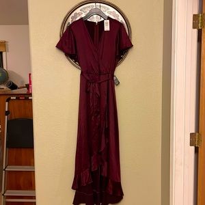 Torrid Silk Maxi Dress Burgundy Size 18